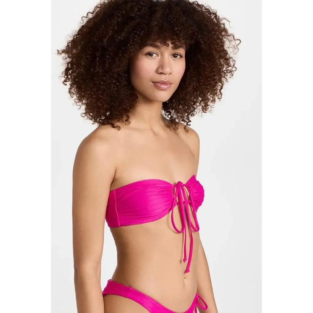 Lspace Dawn Bikini Bandeau Halter Swim Top, Bougainvillea, MSRP $110,size small